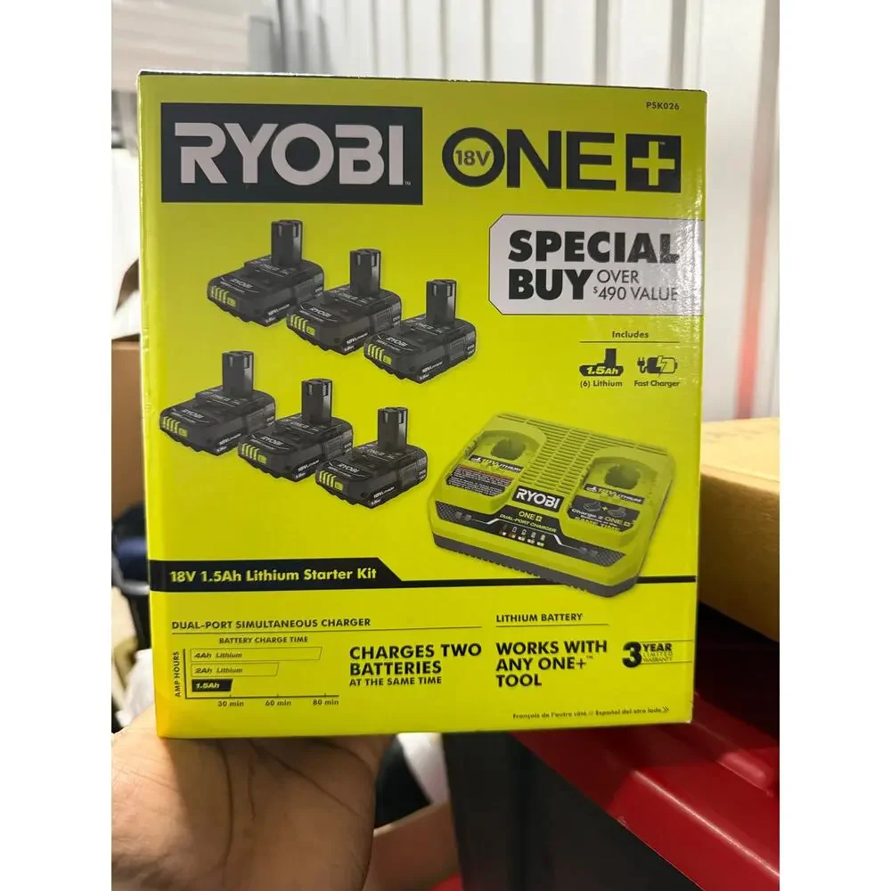 Ryobi ONE+ 18V Battery Kit 6 Pack + Dual Charger Lithium Starter Set - Picture 7 of 8